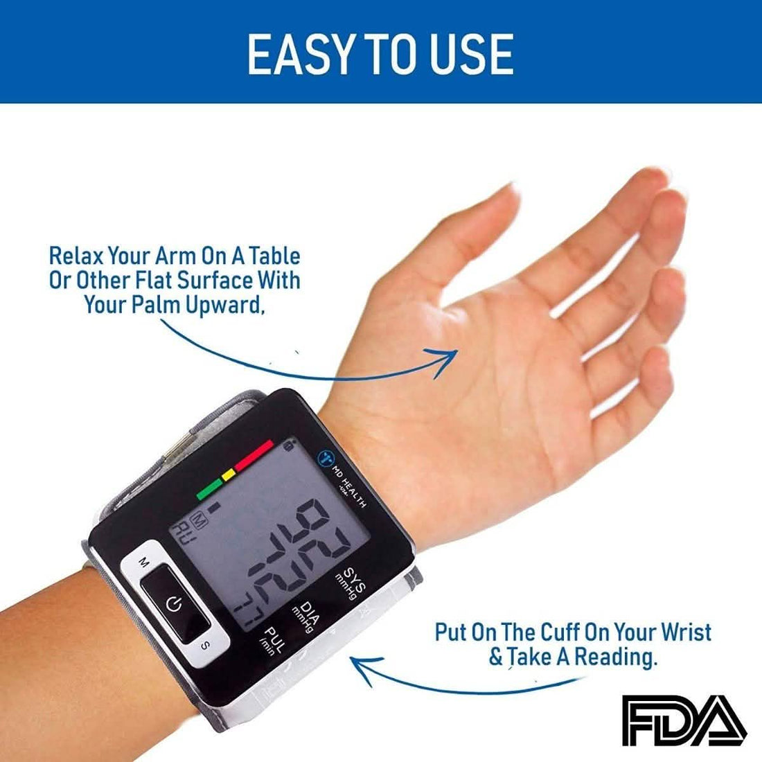 MD Health Wrist Blood Pressure Monitor U60CH